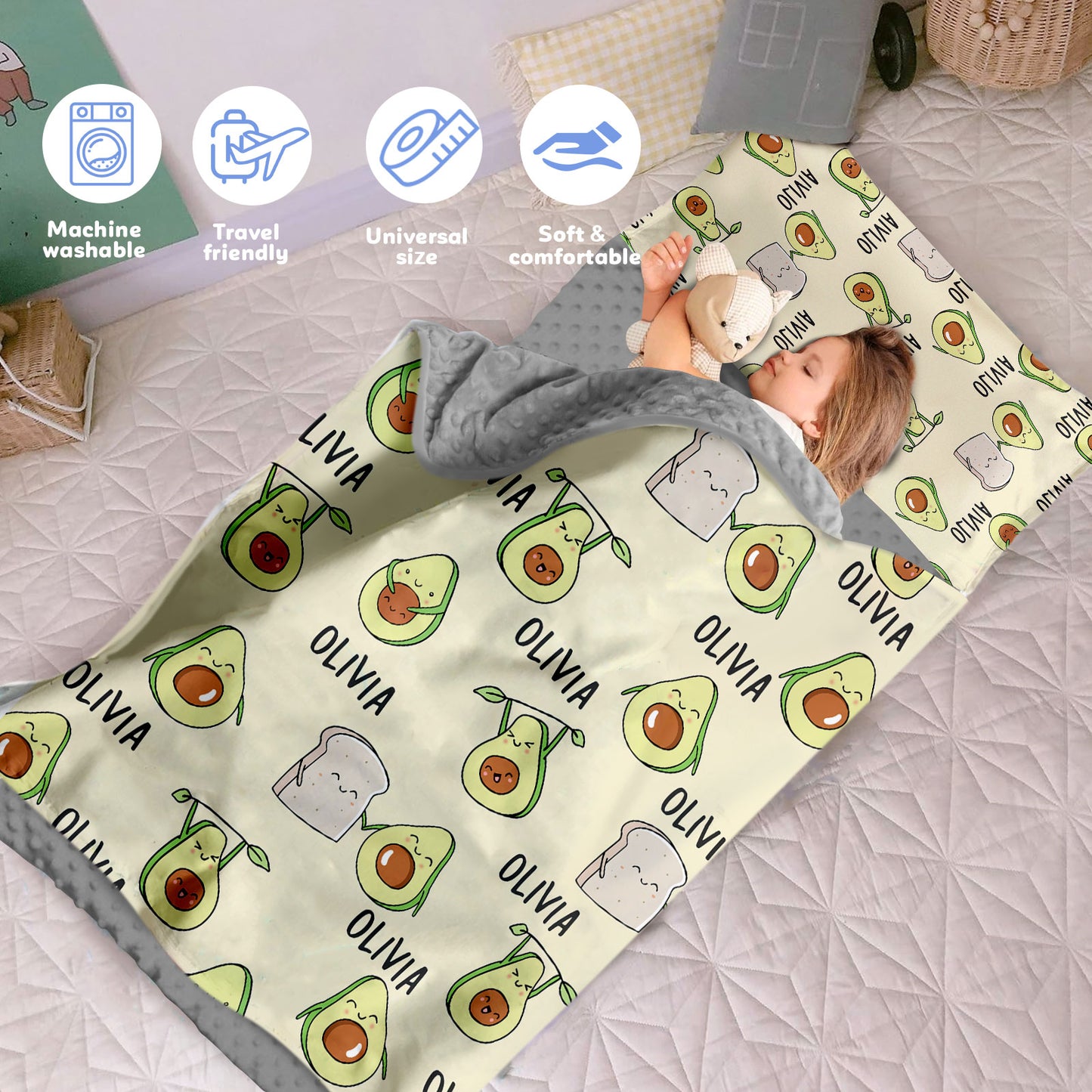 Personalized Nap Mat Avocado Edition
