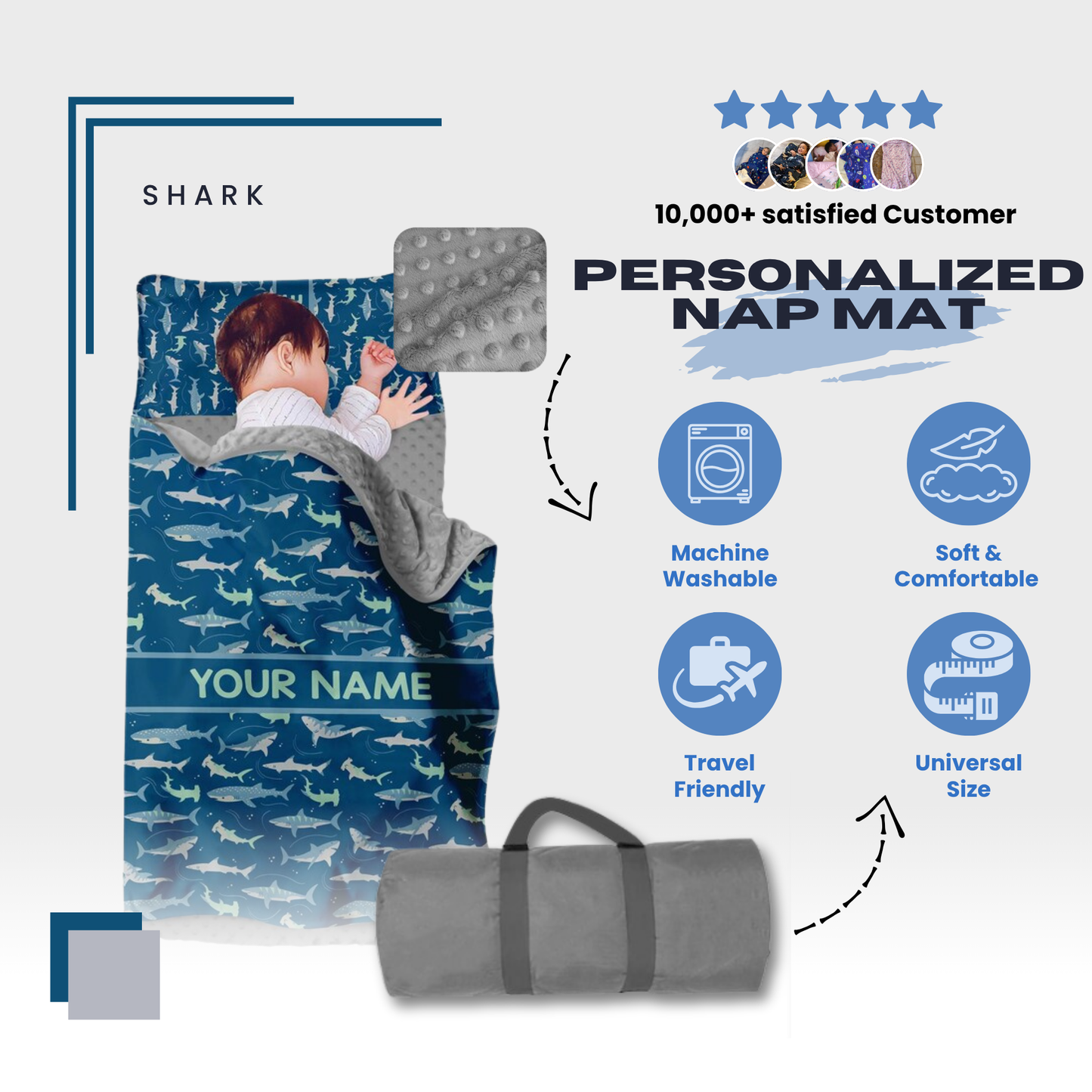 Personalized Nap Mat Shark Edition