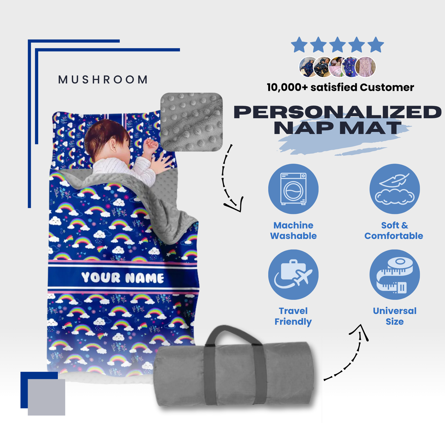 Personalized Nap Mat Rainbow Edition