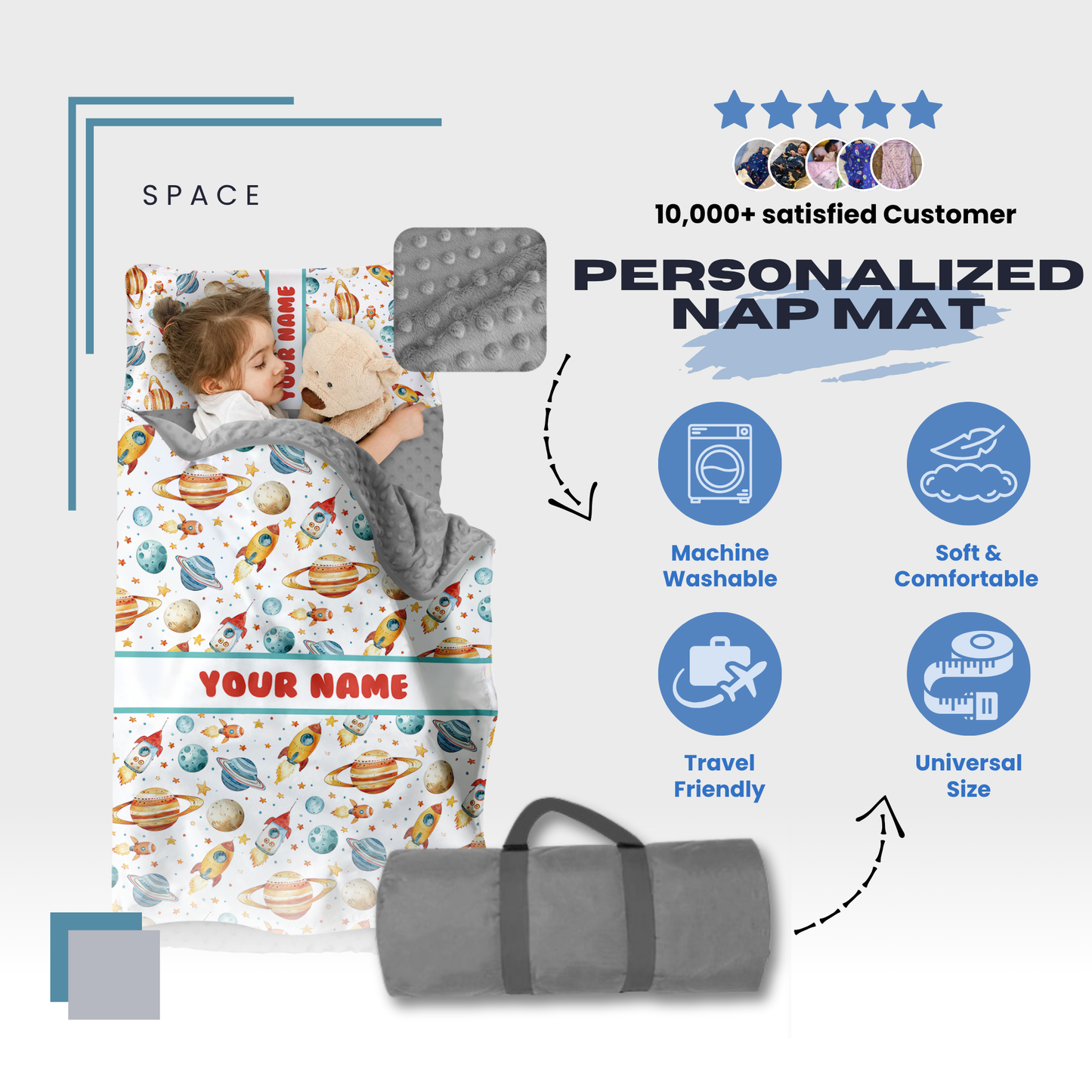 Personalized Nap Mat Space Edition