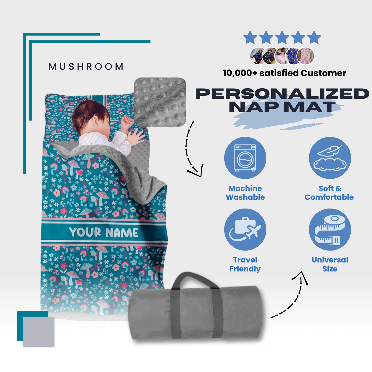 Personalized Nap Mat Mushroom Edition