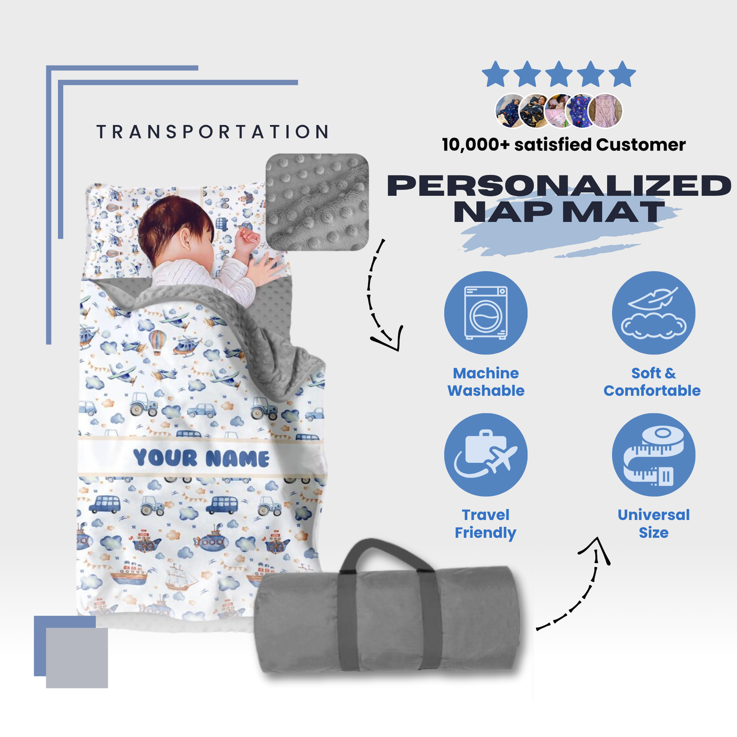Personalized Nap Mat Transportation Edition