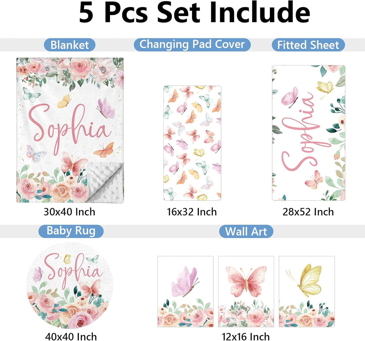 Butterfly Pink Crib Bedding Set