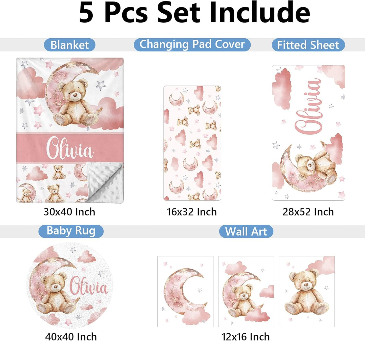 Pink Bear Crib Bedding Set