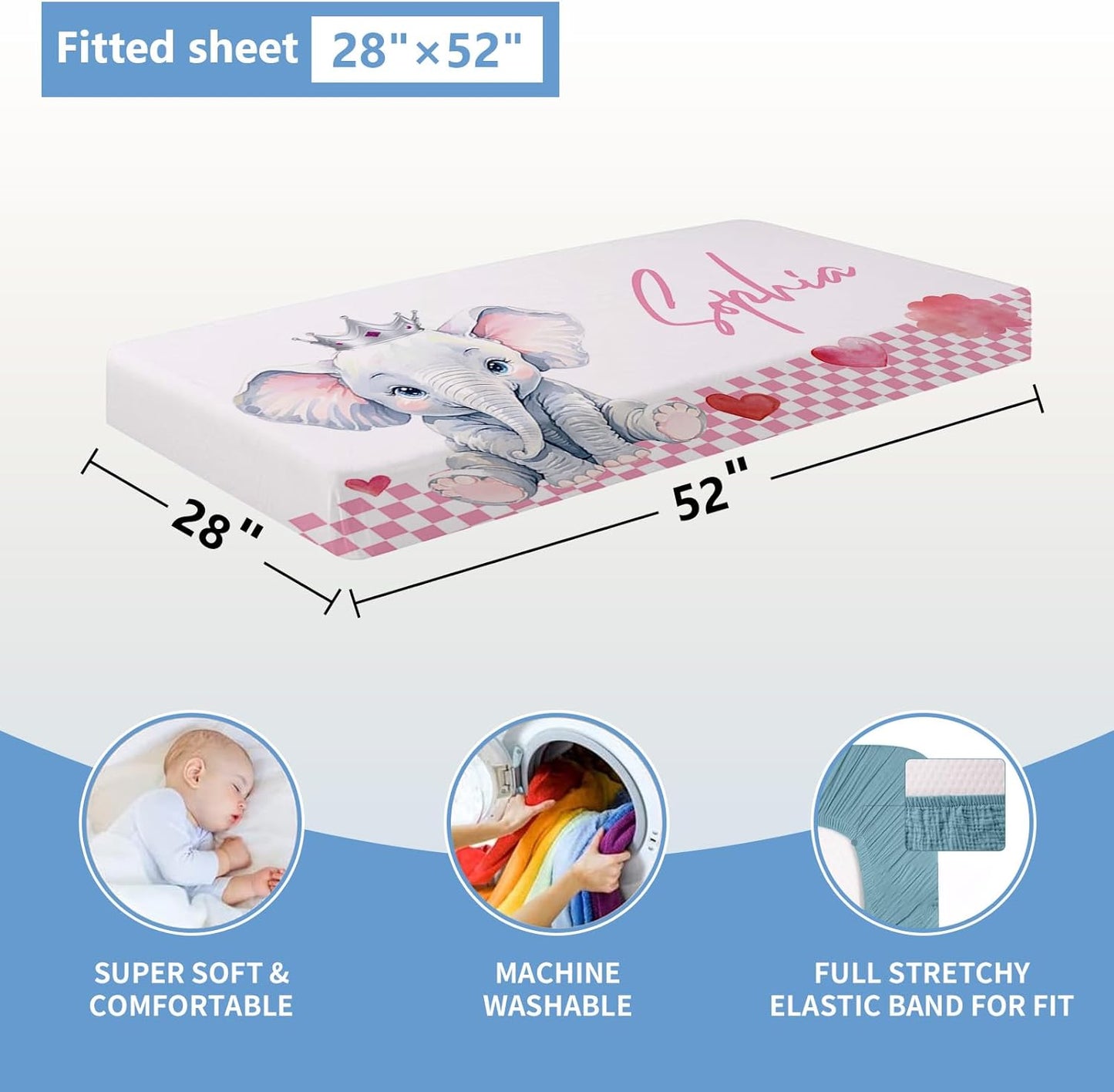 Elephant Pink Heart Crib Bedding Set