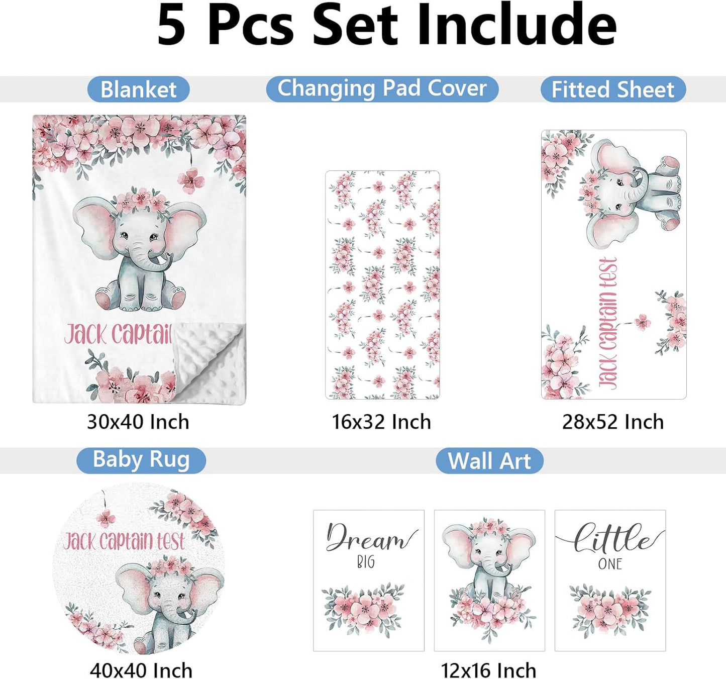 Elephant Floral Crib Bedding Set