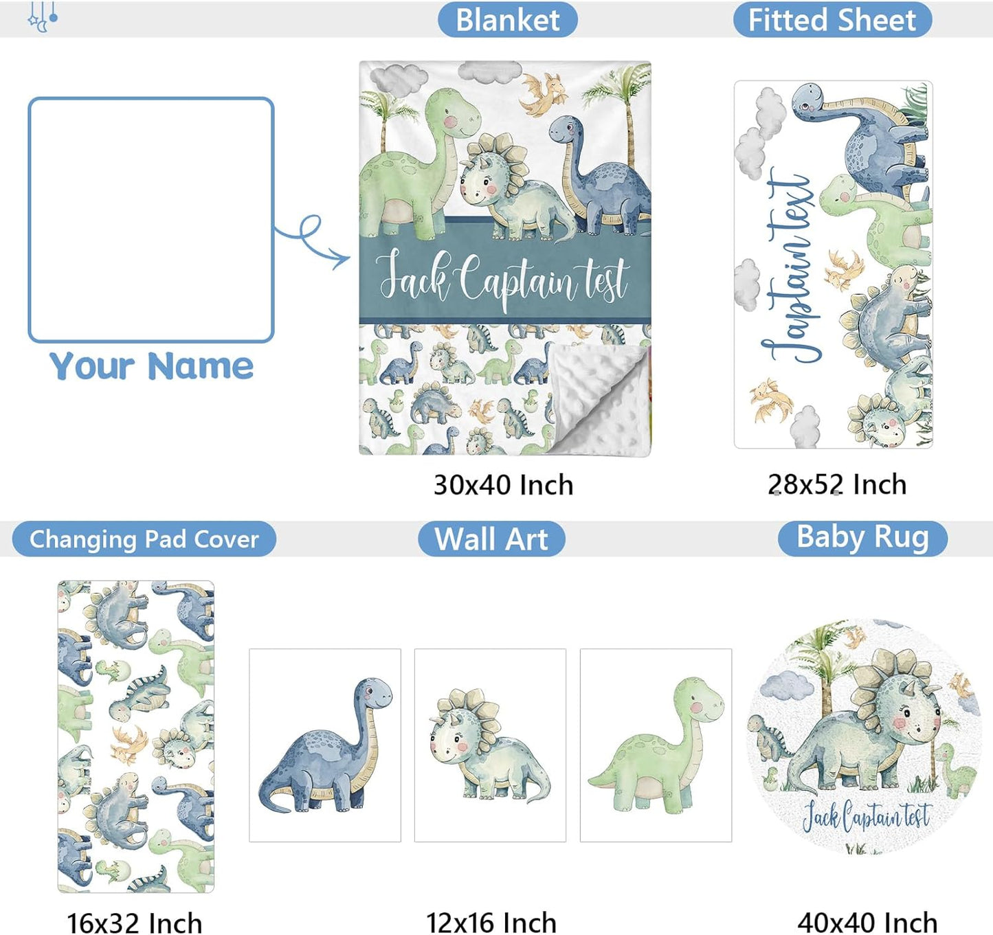 Dino Green Crib Bedding Set