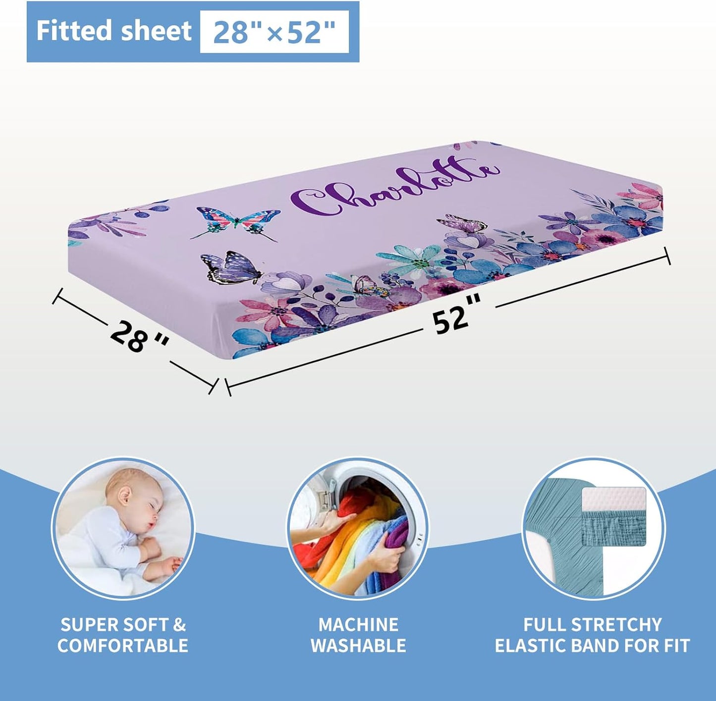 Butterfly Purple Crib Bedding Set