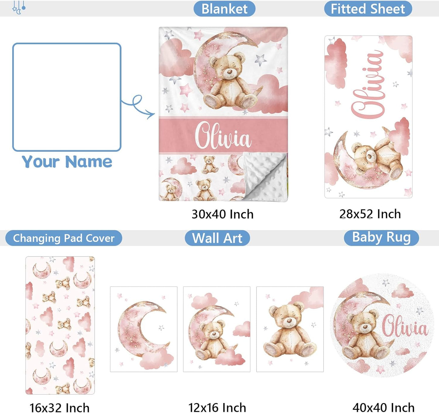Pink Bear Crib Bedding Set