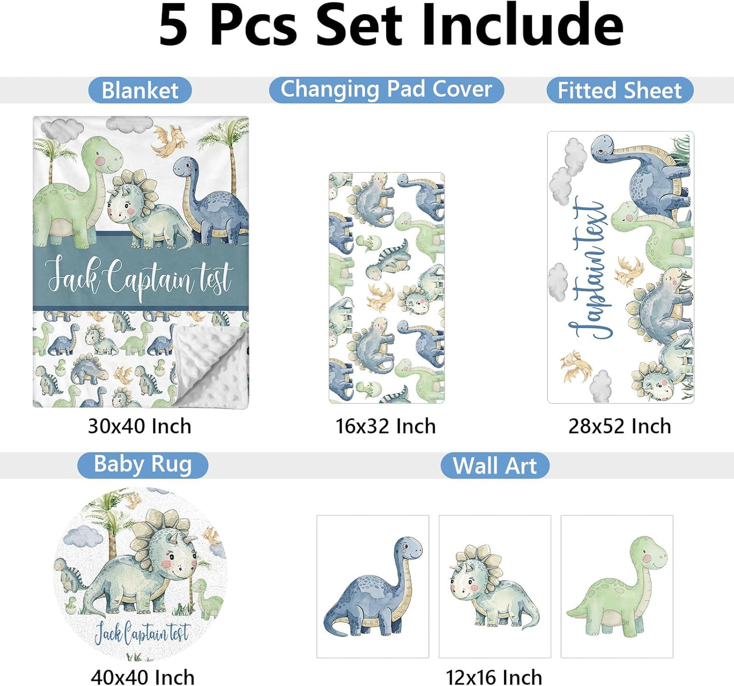 Dino Green Crib Bedding Set