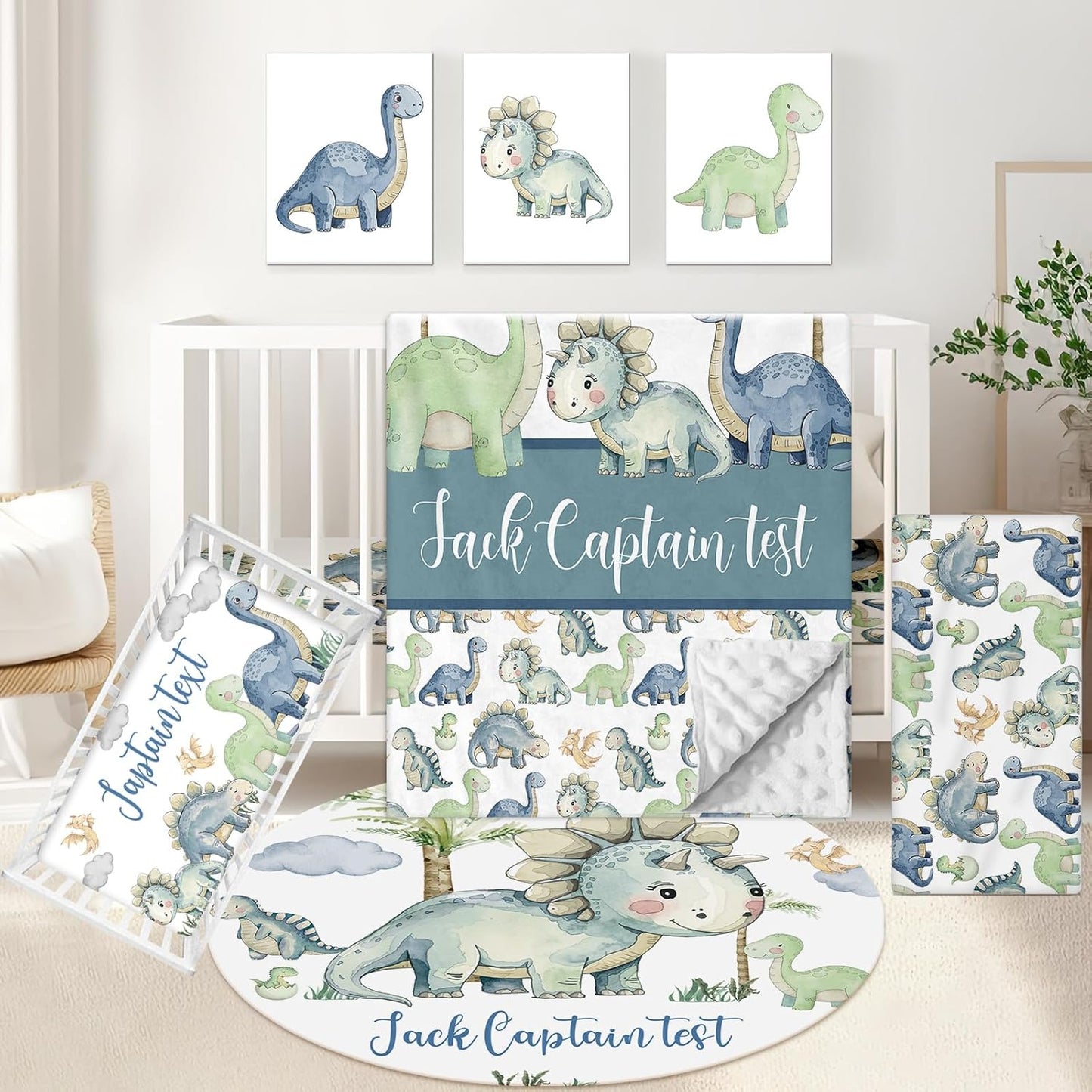 Dino Green Crib Bedding Set