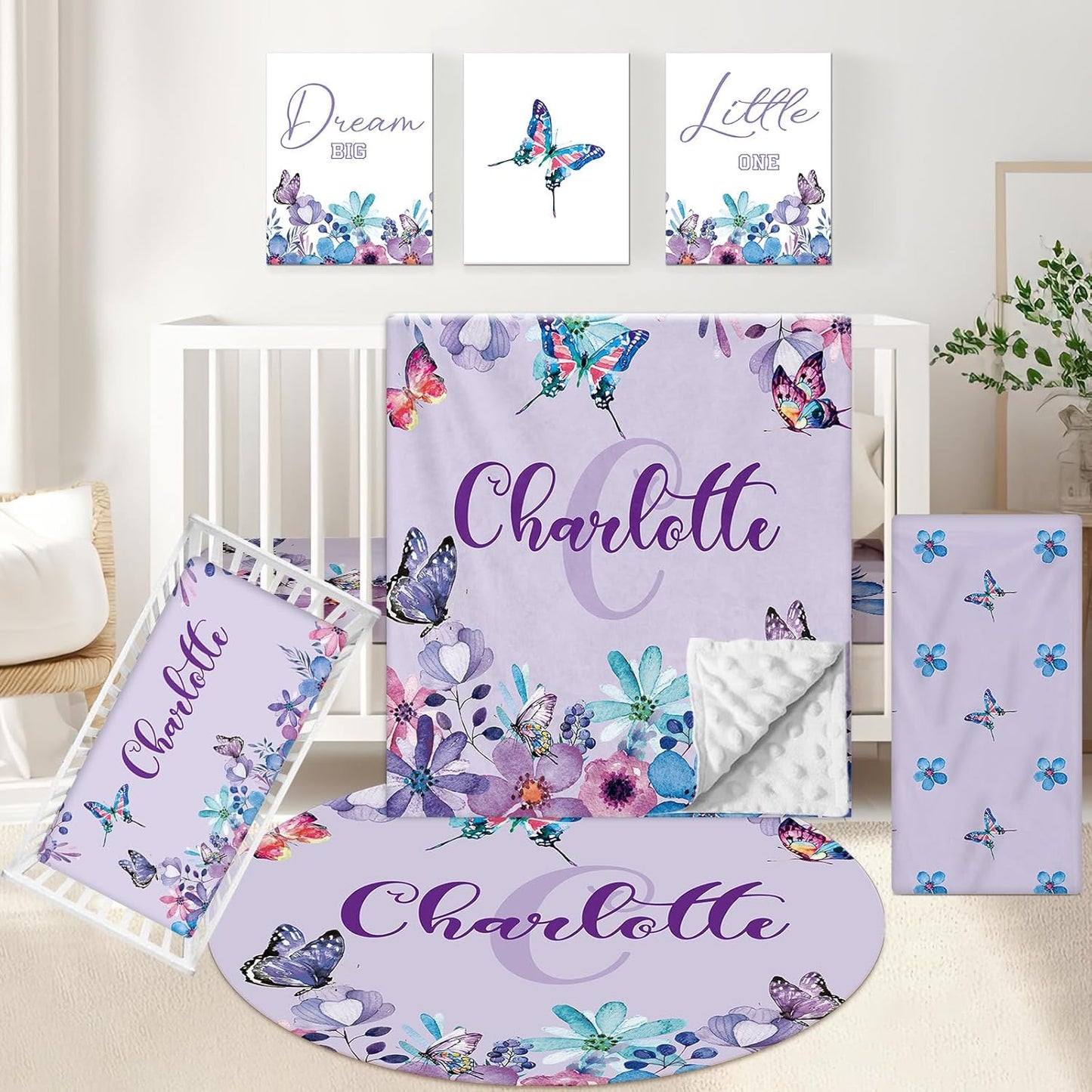 Butterfly Purple Crib Bedding Set