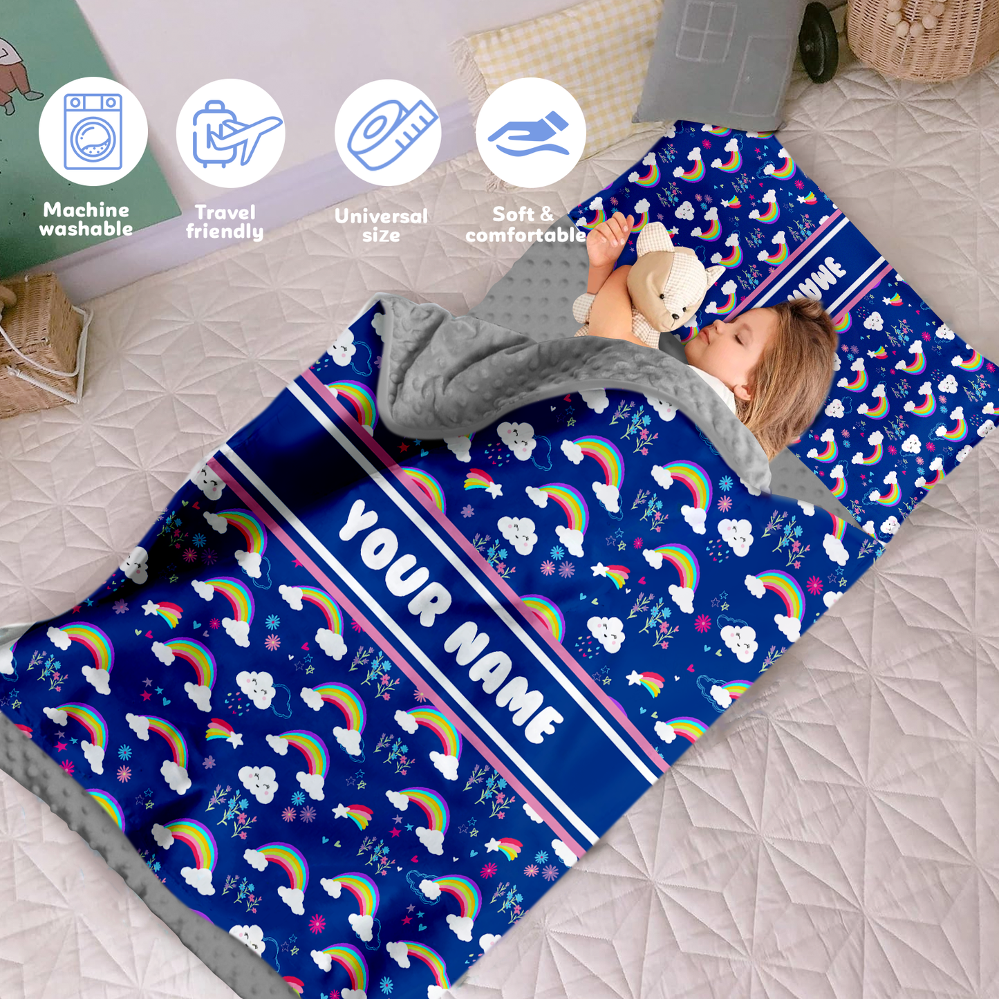 Personalized Nap Mat Rainbow Edition