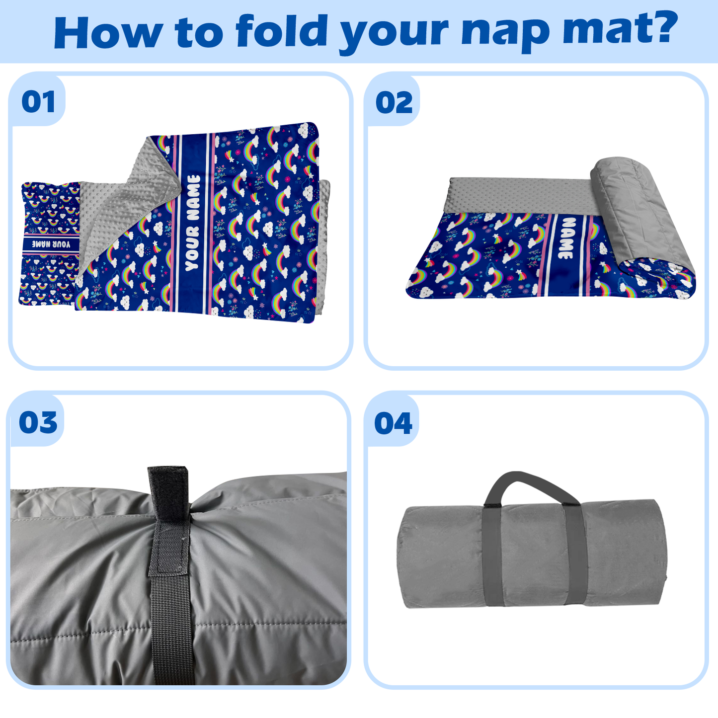Personalized Nap Mat Rainbow Edition