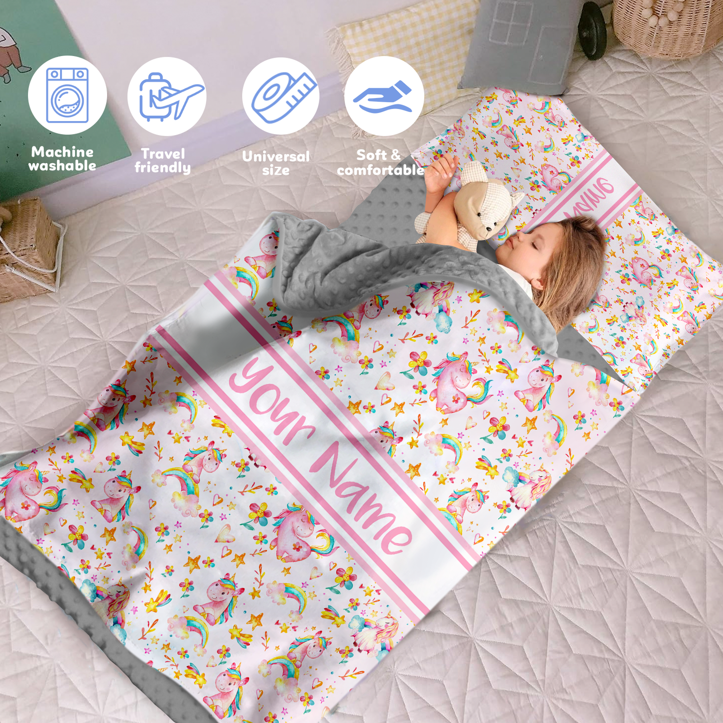 Personalized Nap Mat Unicorn Edition