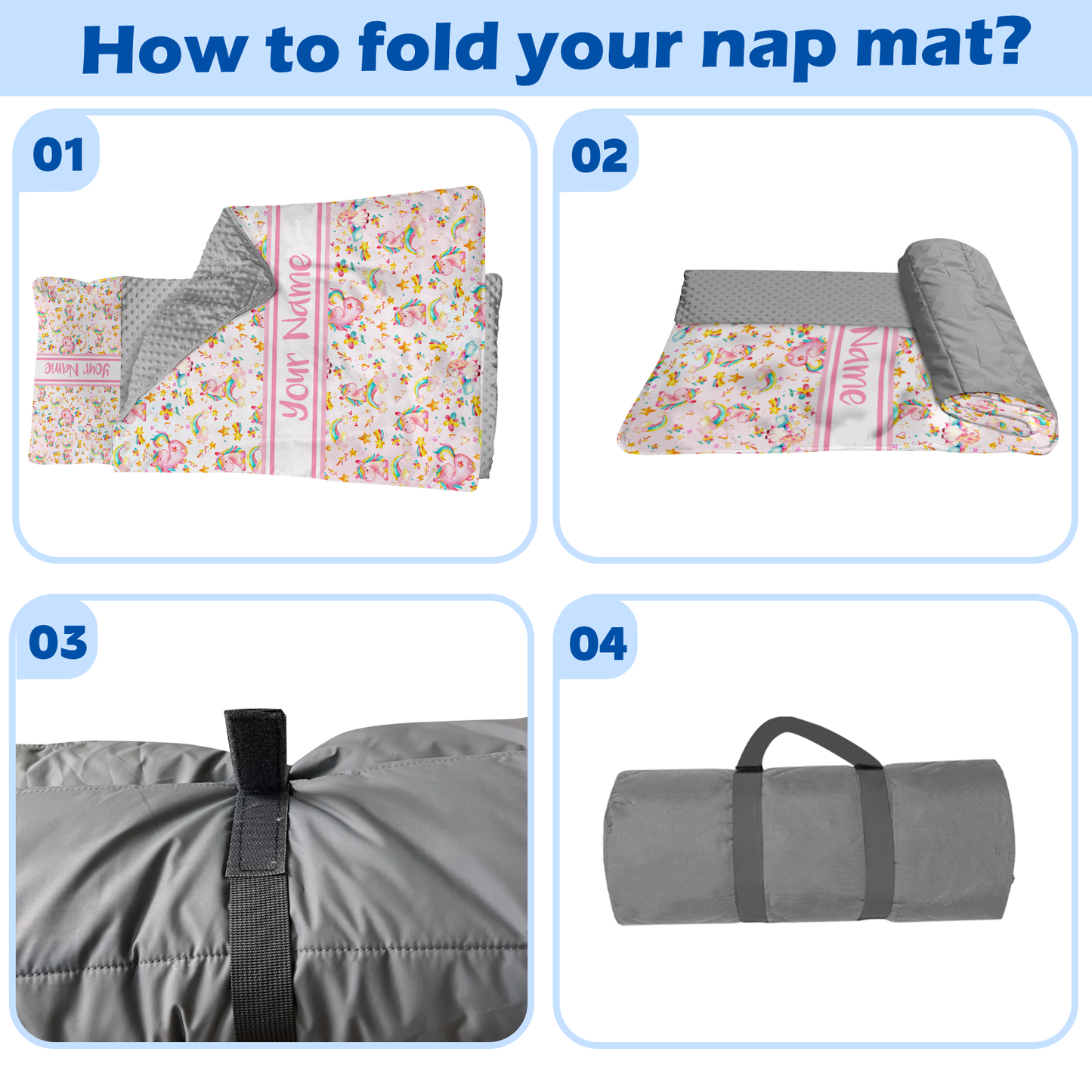 Personalized Nap Mat Unicorn Edition