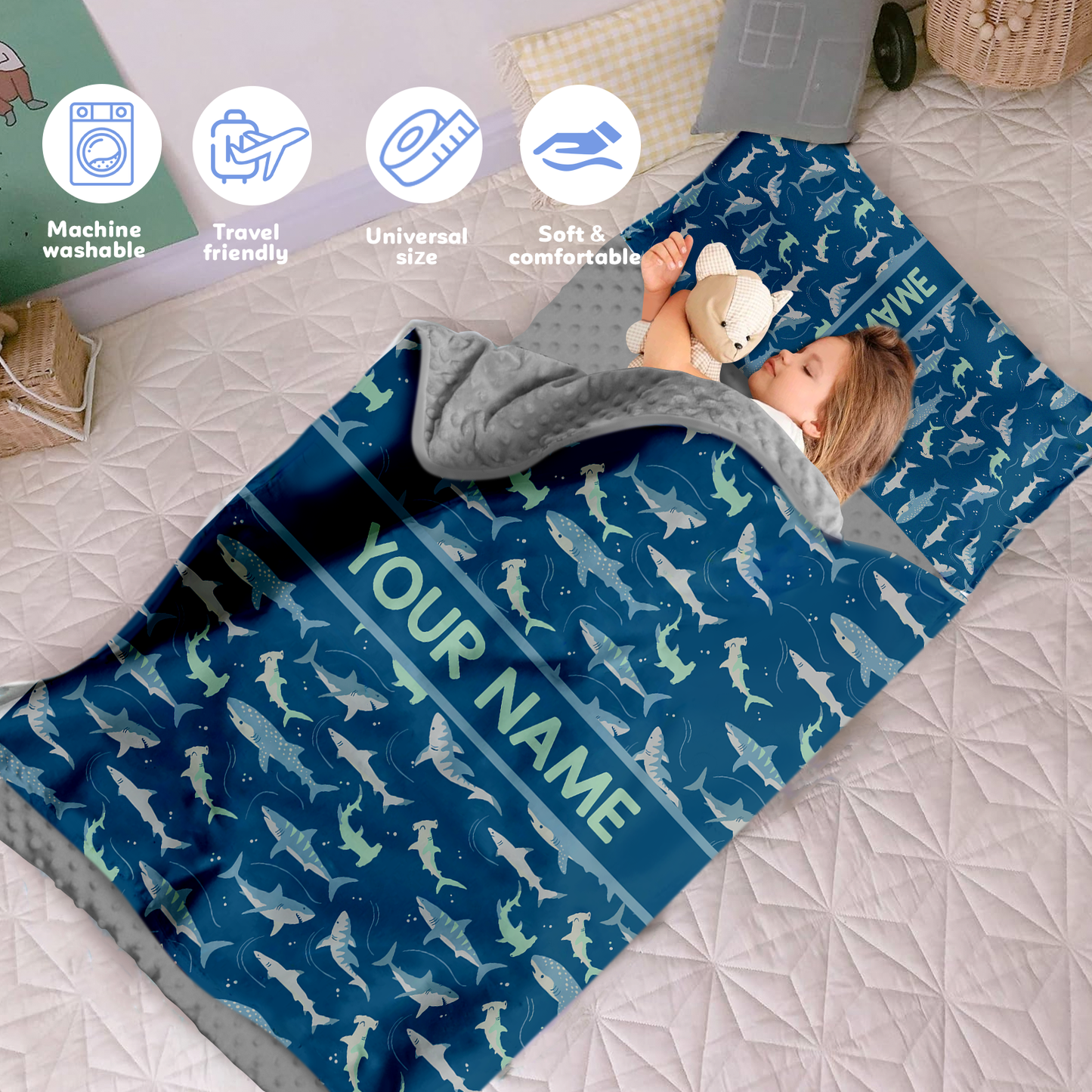Personalized Nap Mat Shark Edition