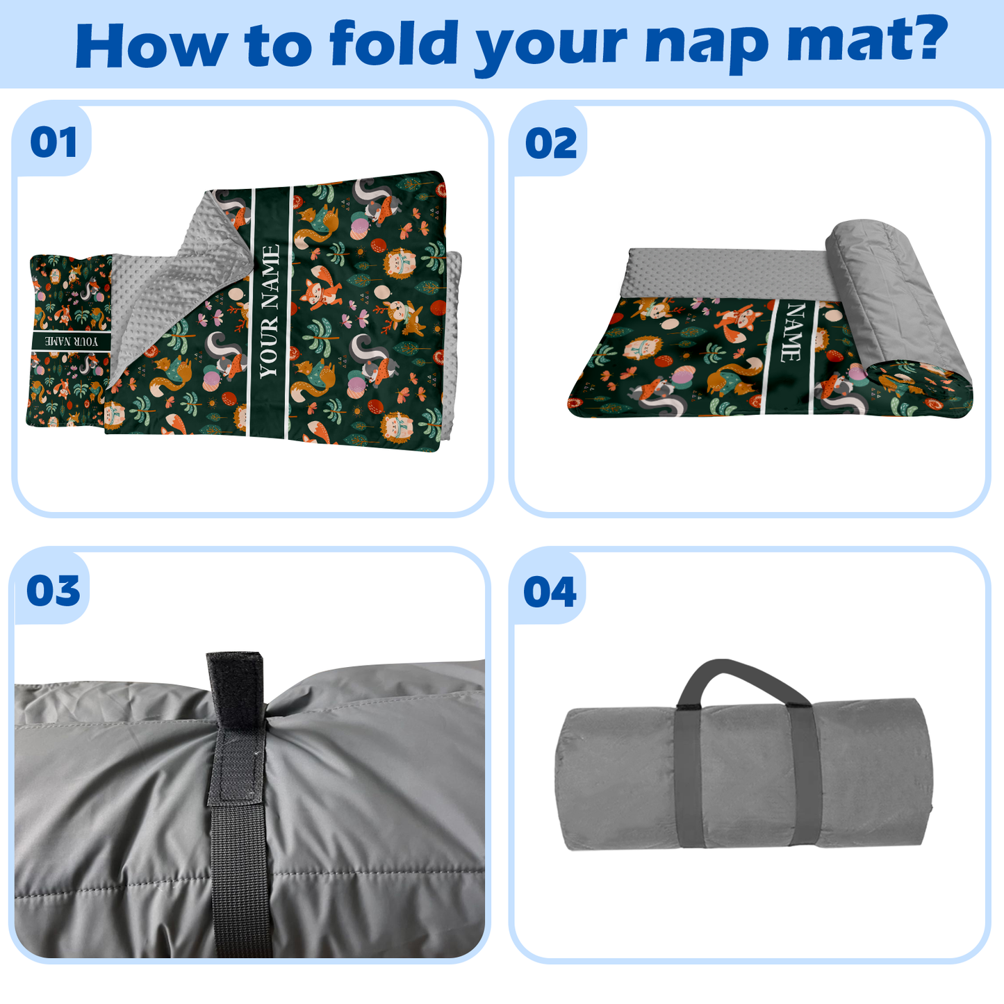 Personalized Nap Mat Woodland Animals 02 Edition