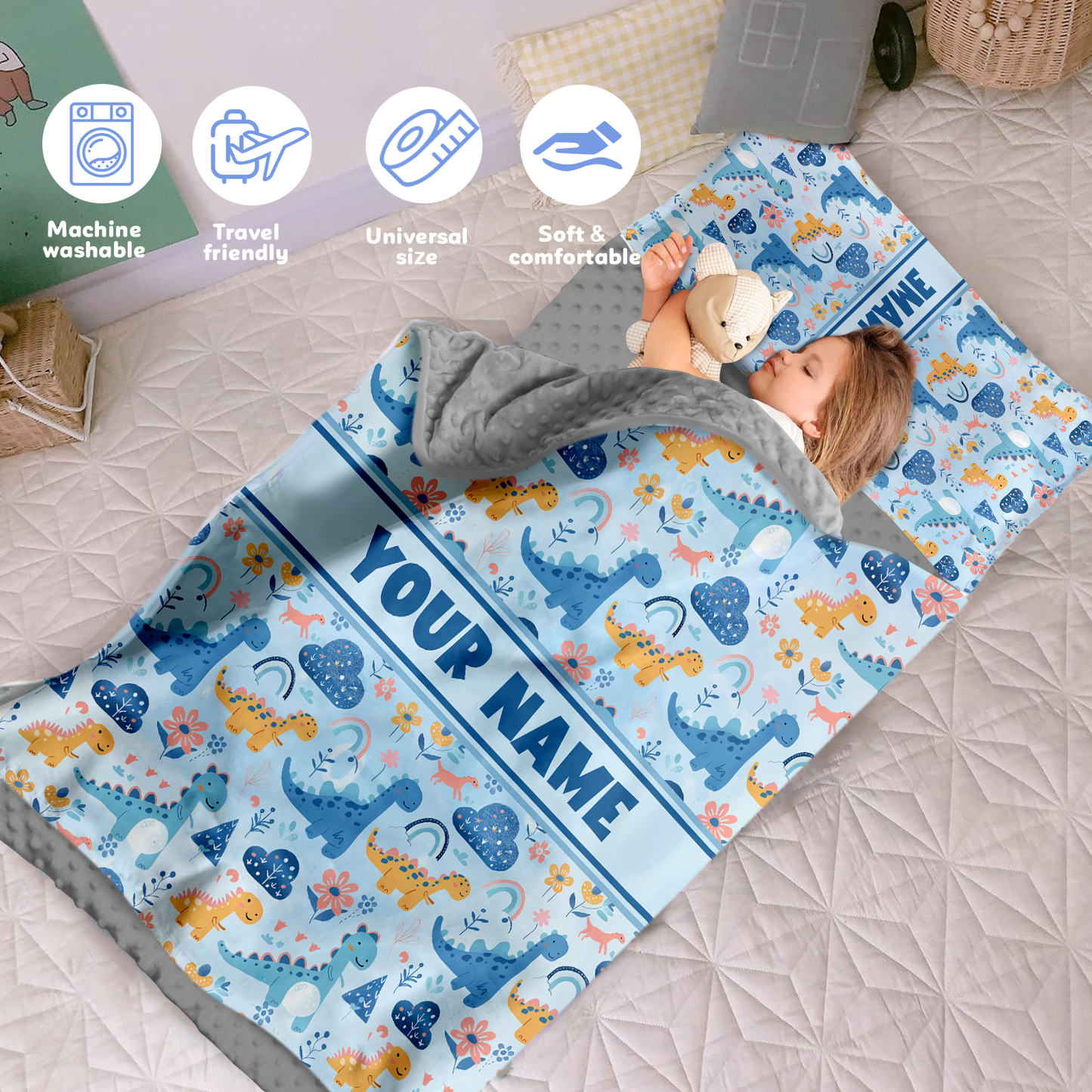 Personalized Nap Mat Dinosaur 09 Edition