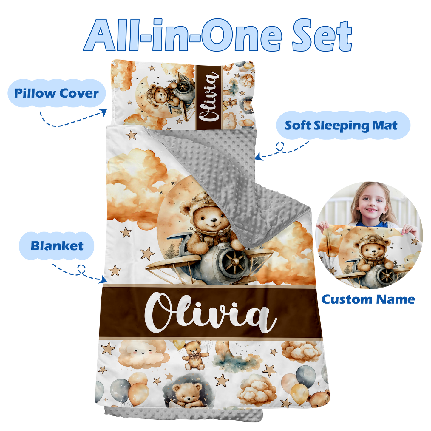 Personalized Nap Mat Teddy Bear Edition