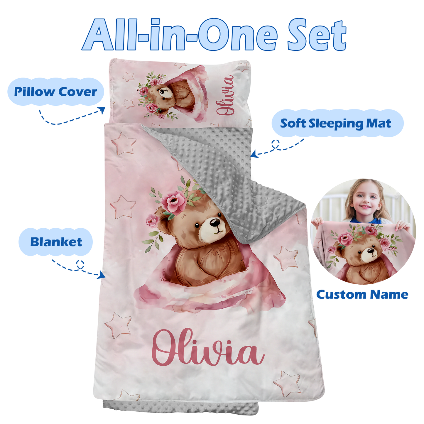 Personalized Nap Mat Teddy Bear 03 Edition