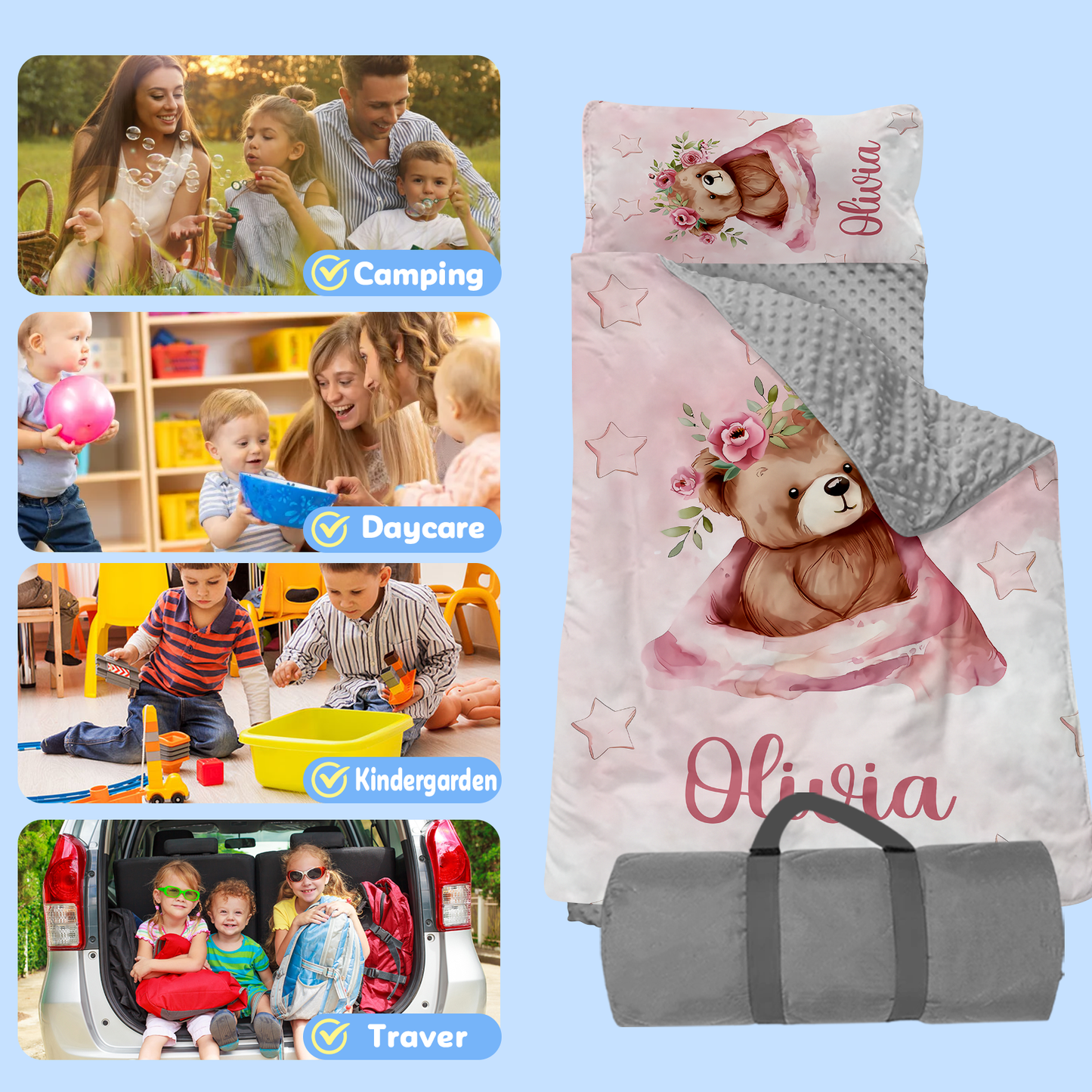 Personalized Nap Mat Teddy Bear 03 Edition