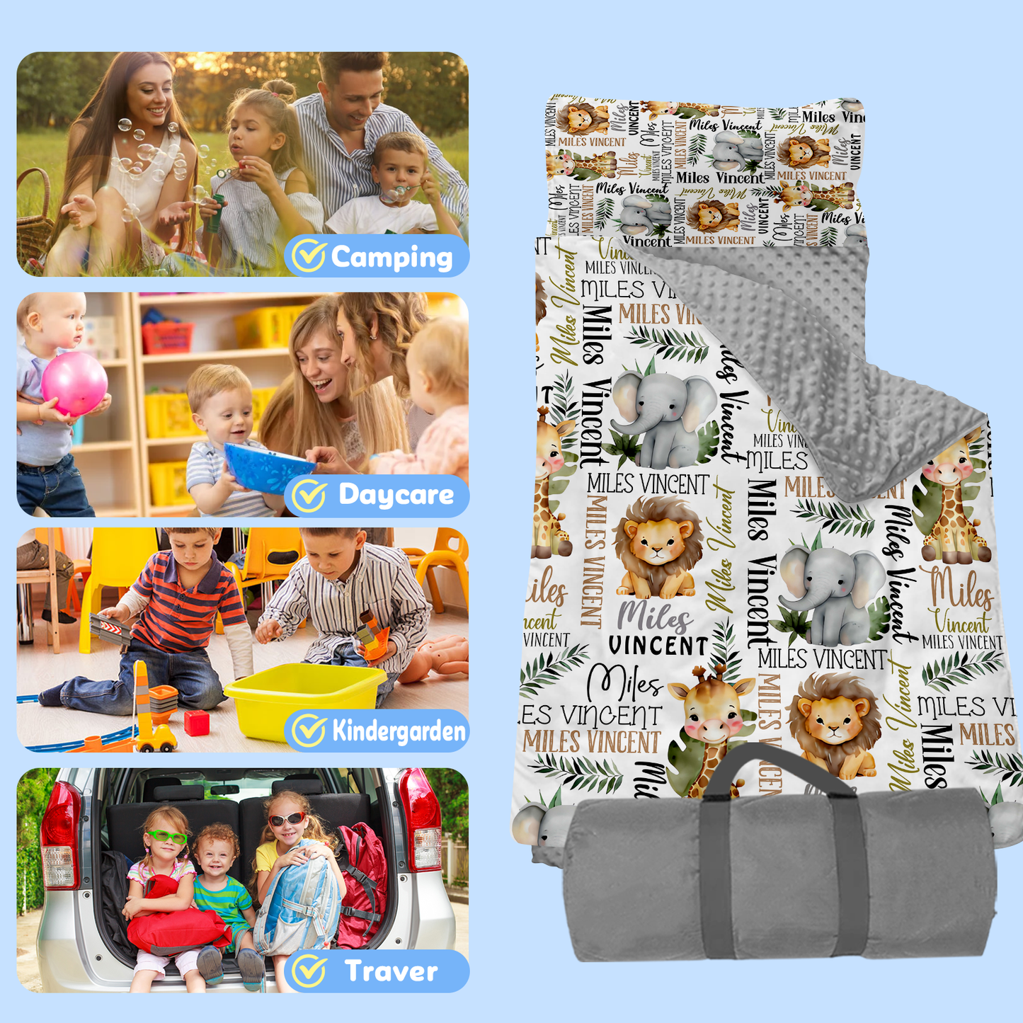Personalized Nap Mat Woodland Animals 03 Edition