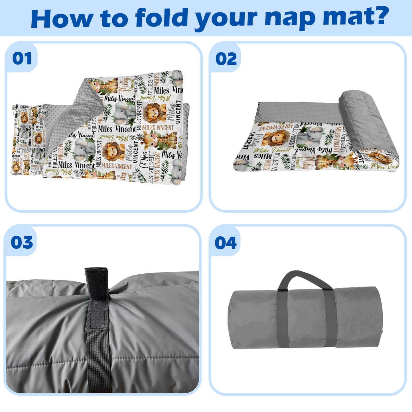Personalized Nap Mat Woodland Animals 03 Edition