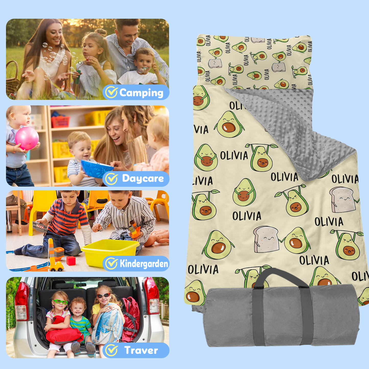 Personalized Nap Mat Avocado Edition