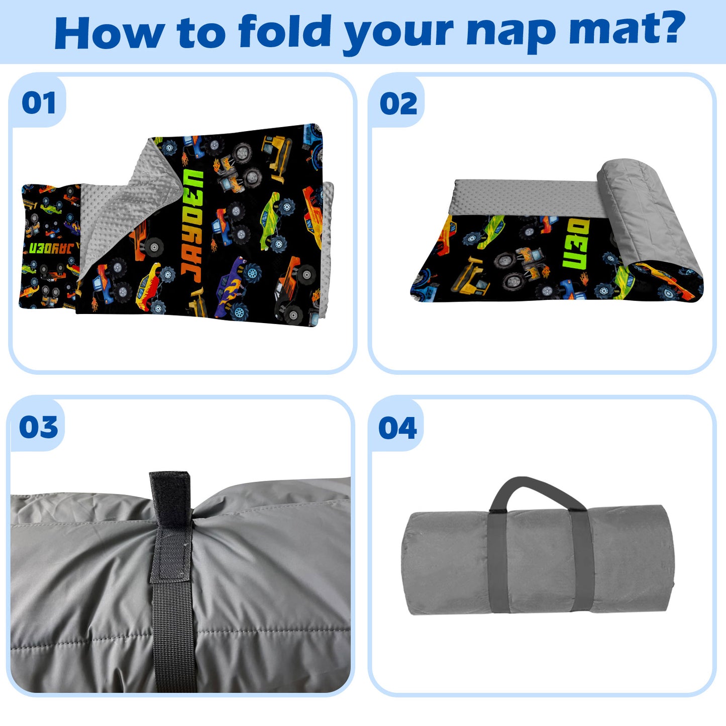 Personalized Nap Mat Monster Truck Edition