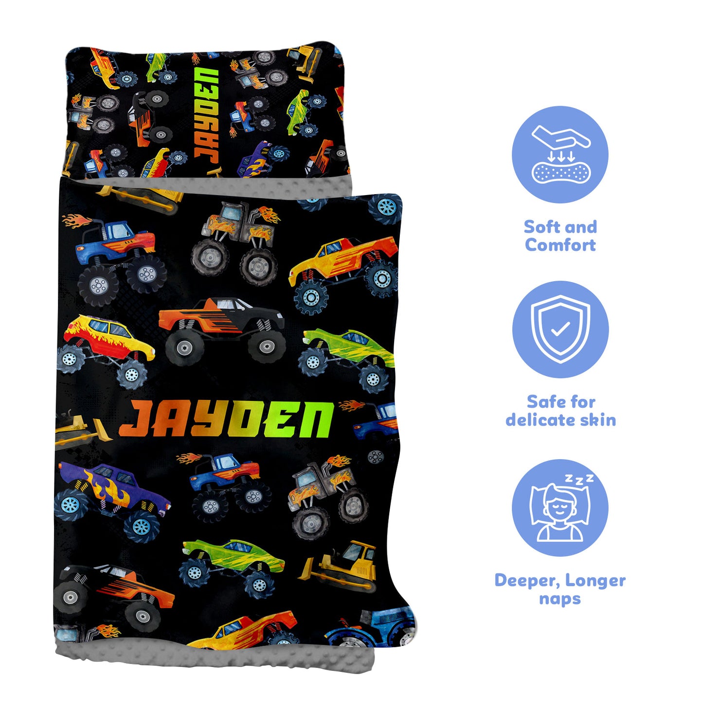 Personalized Nap Mat Monster Truck Edition