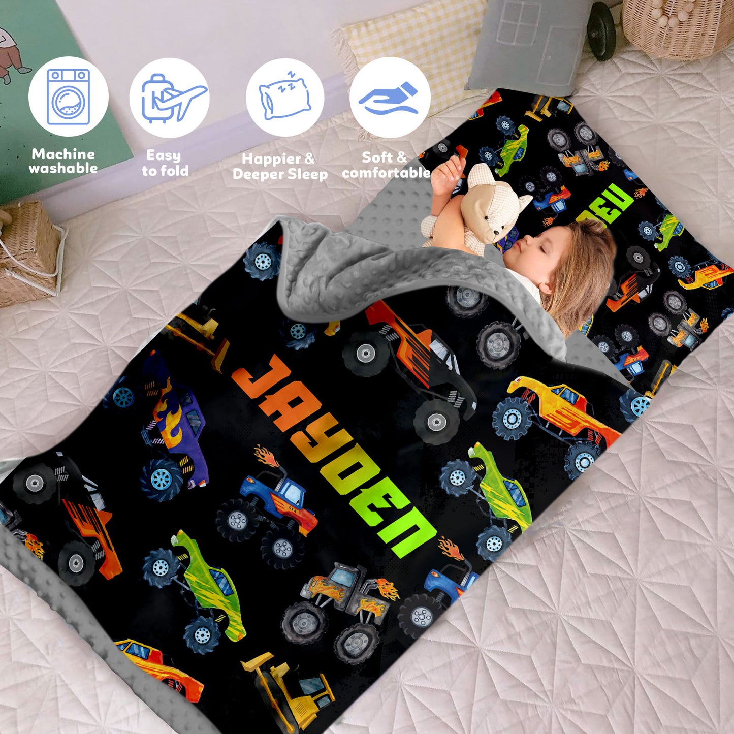 Personalized Nap Mat Monster Truck Edition