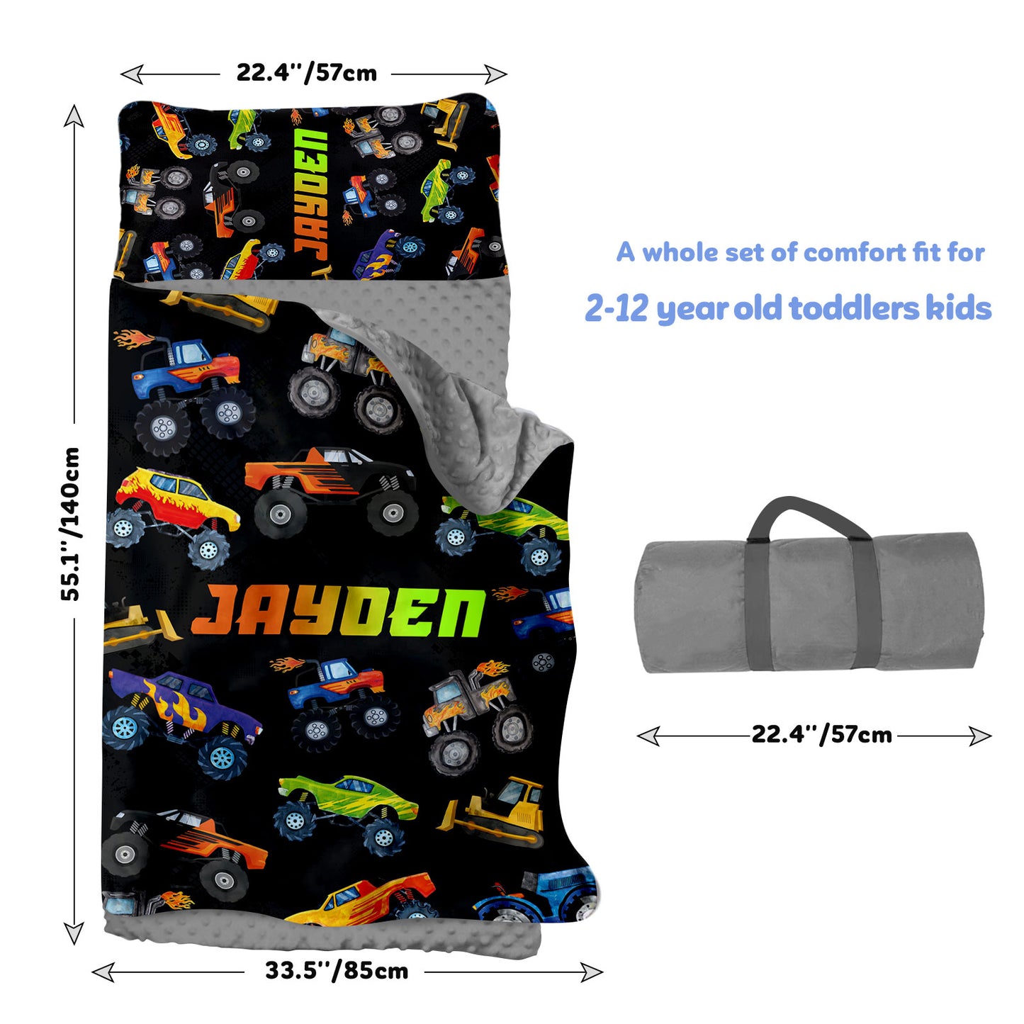 Personalized Nap Mat Monster Truck Edition