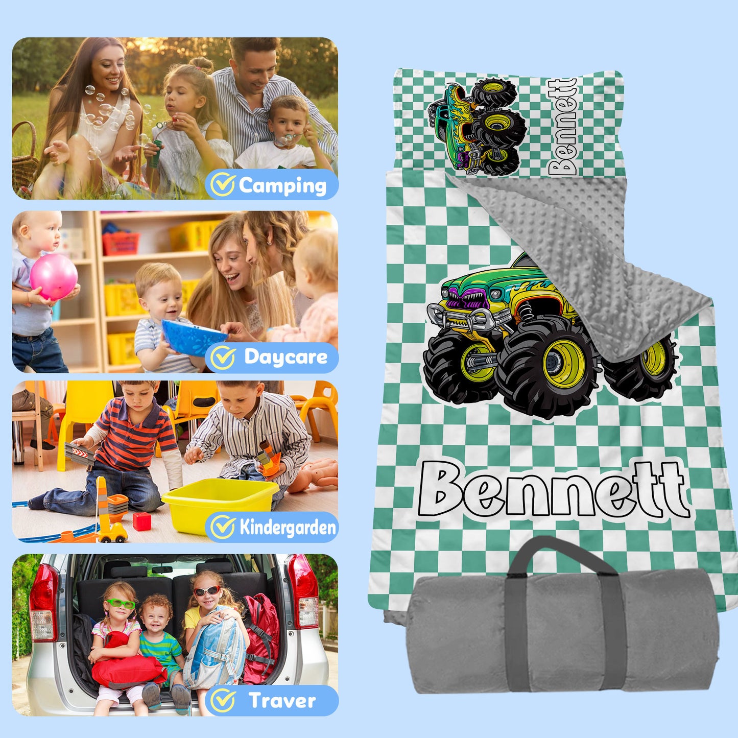 Personalized Nap Mat Monster Truck 02 Edition
