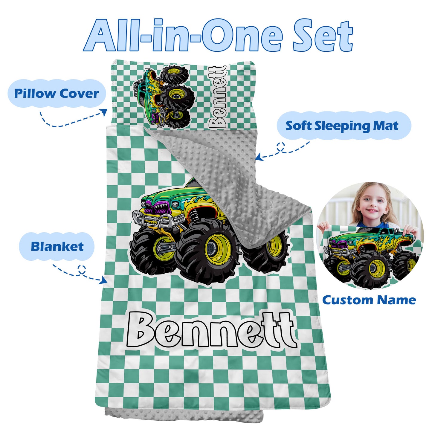 Personalized Nap Mat Monster Truck 02 Edition
