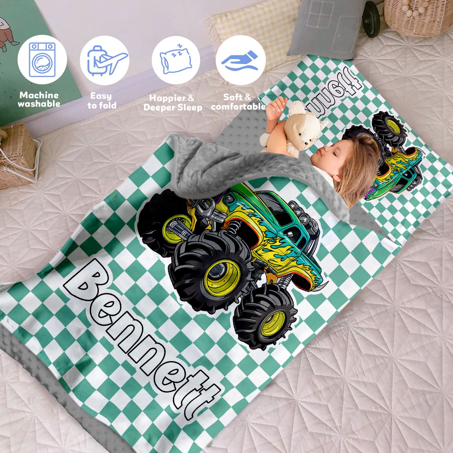 Personalized Nap Mat Monster Truck 02 Edition