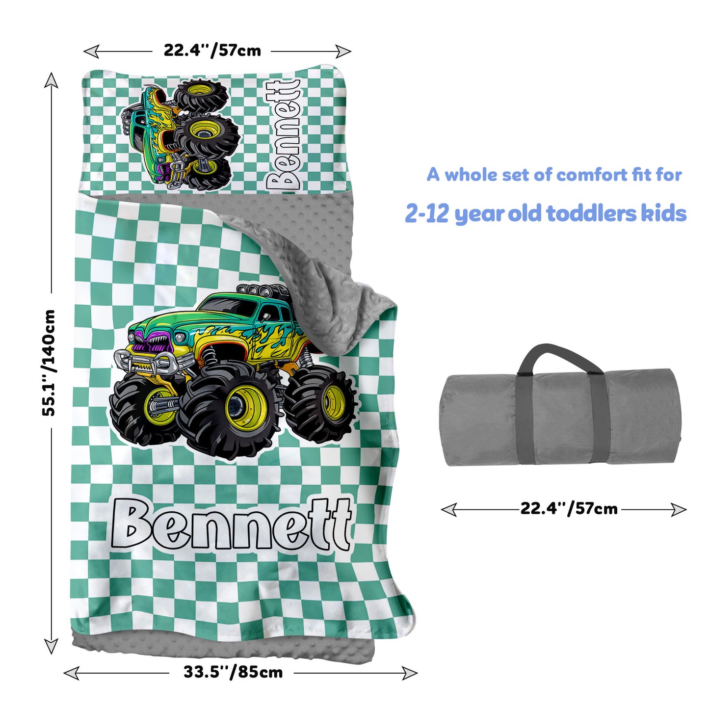 Personalized Nap Mat Monster Truck 02 Edition