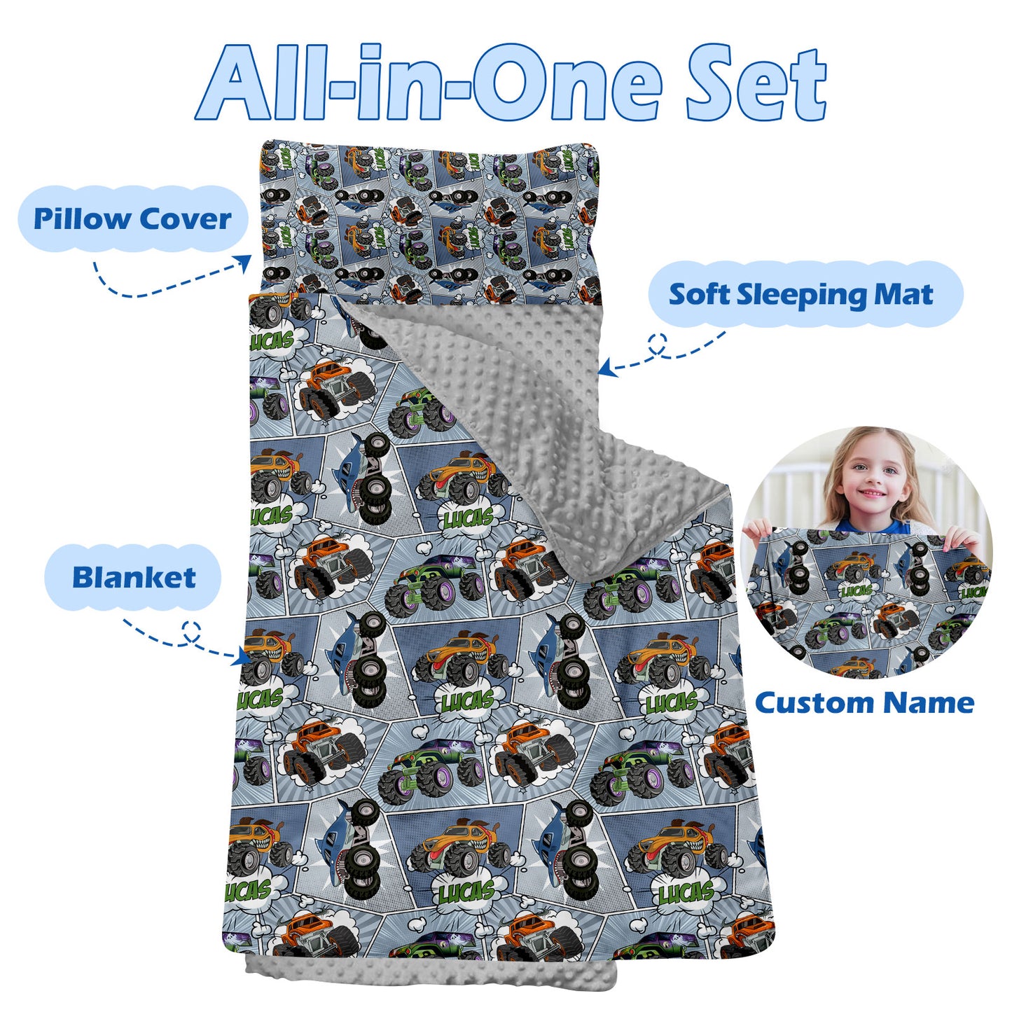 Personalized Nap Mat Monster Truck 04 Edition