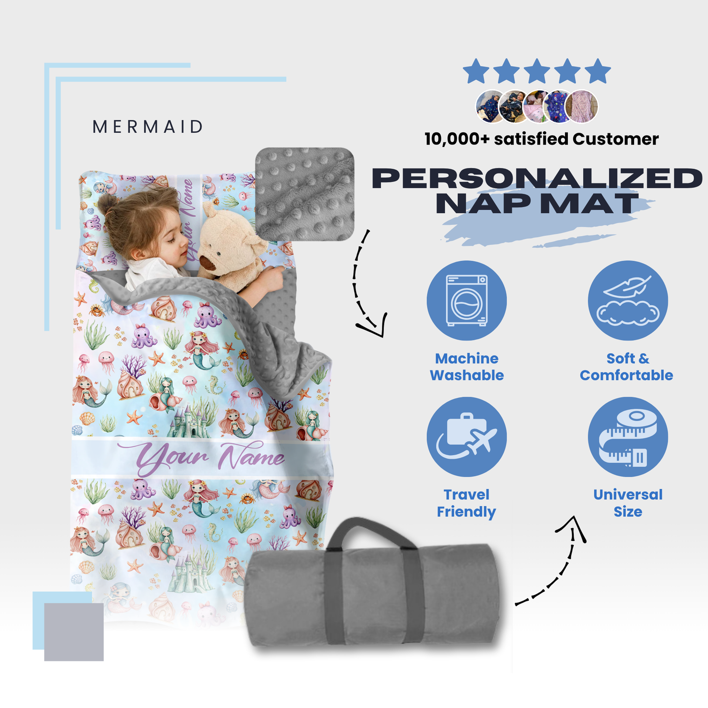 Personalized Nap Mat Mermaid Edition