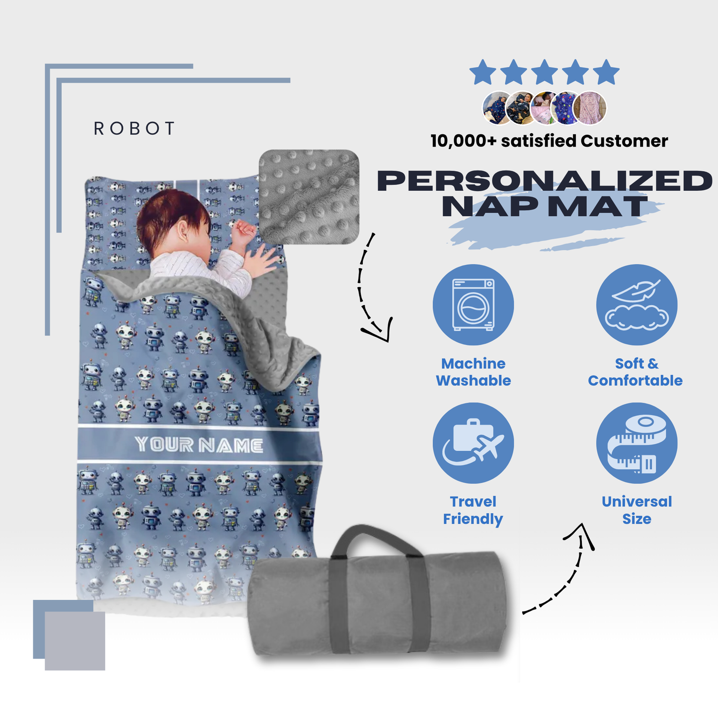 Personalized Nap Mat Robot Edition
