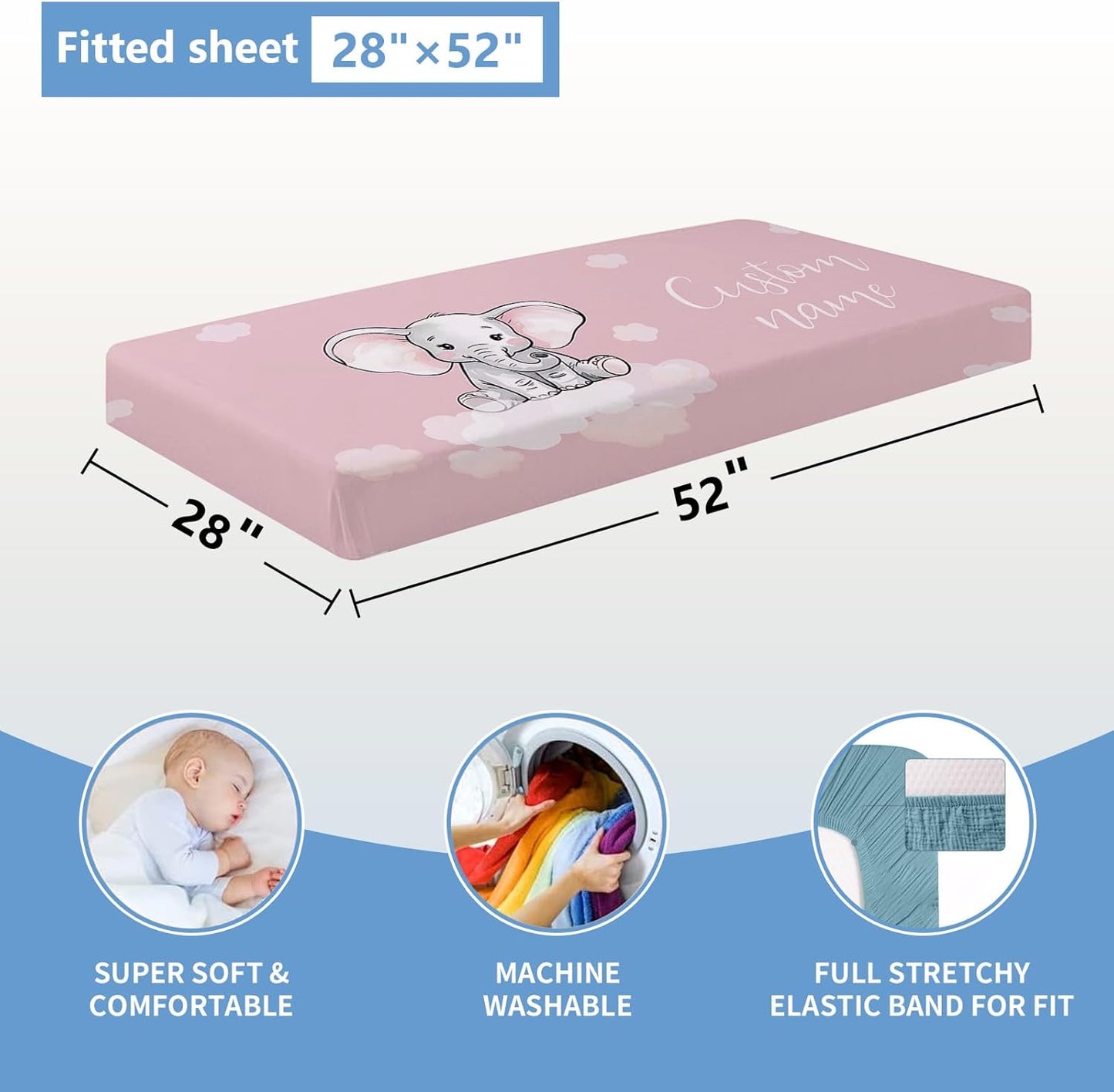 Elephant Pink Crib Bedding Set