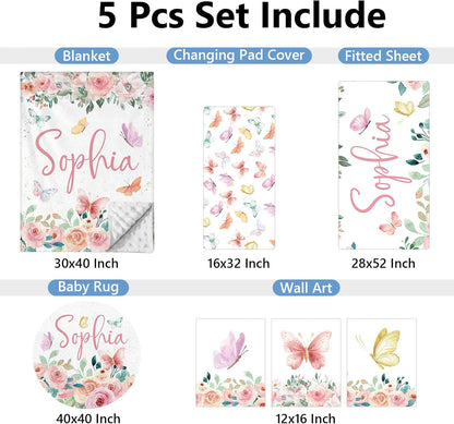Butterfly Pink Crib Bedding Set