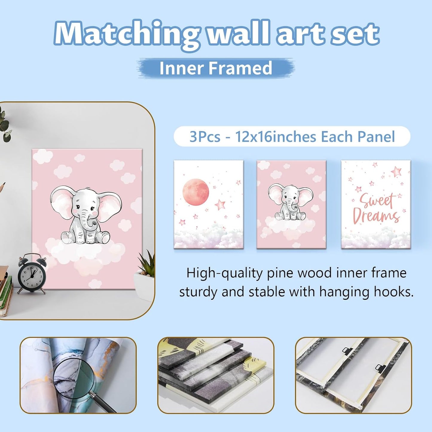 Elephant Pink Crib Bedding Set