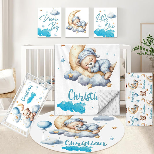 Bear Blue Crib Bedding Set