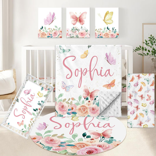 Butterfly Pink Crib Bedding Set