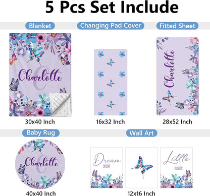 Butterfly Purple Crib Bedding Set