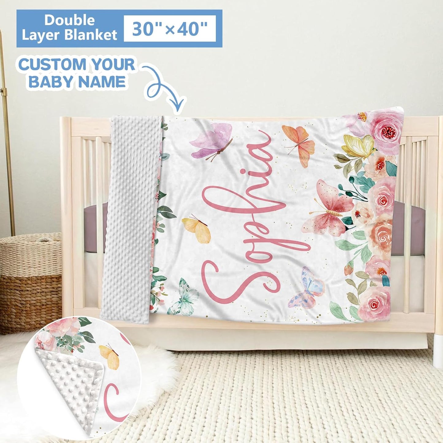 Butterfly Pink Crib Bedding Set