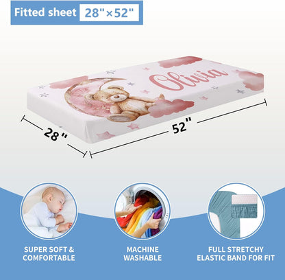 Pink Bear Crib Bedding Set