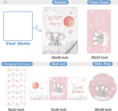 Elephant Pink Crib Bedding Set