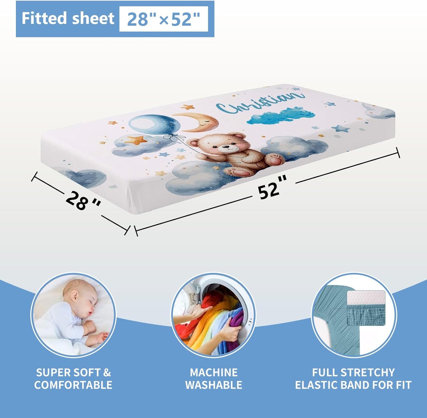 Bear Blue Crib Bedding Set